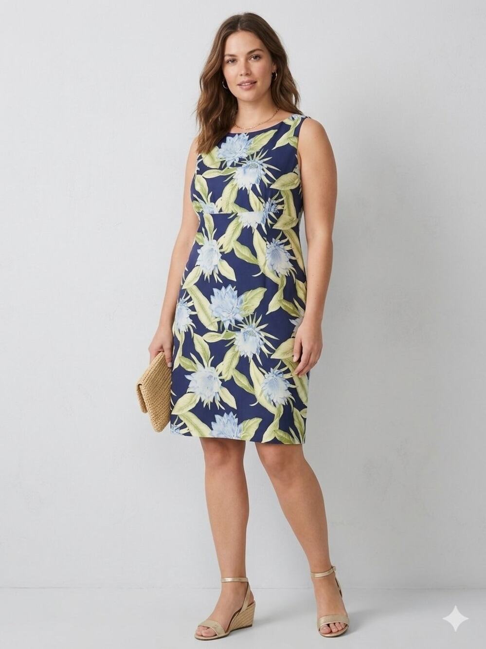 Tommy Bahama 100% Silk Tropical Floral Empire Sheath Dress Size 14